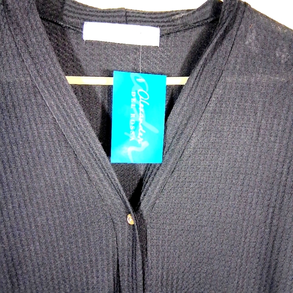 DellaRosa Medium Semi Sheer Women's Intimate Black Mid-thigh But. Down Sleepwear - Picture 2 of 9